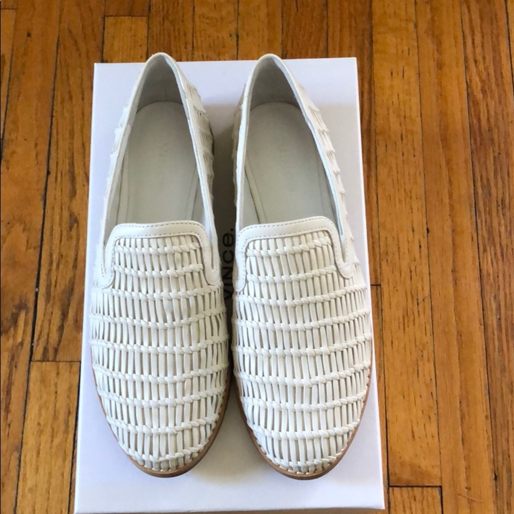 Vince Woven White Leather Loafers 7